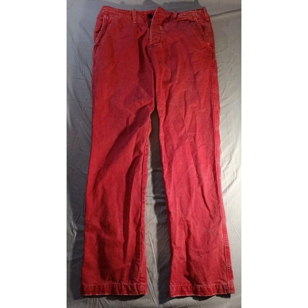 Abercrombie & Fitch Red Pants Mens W32 L32 Button Fly Slim Casual Chinos